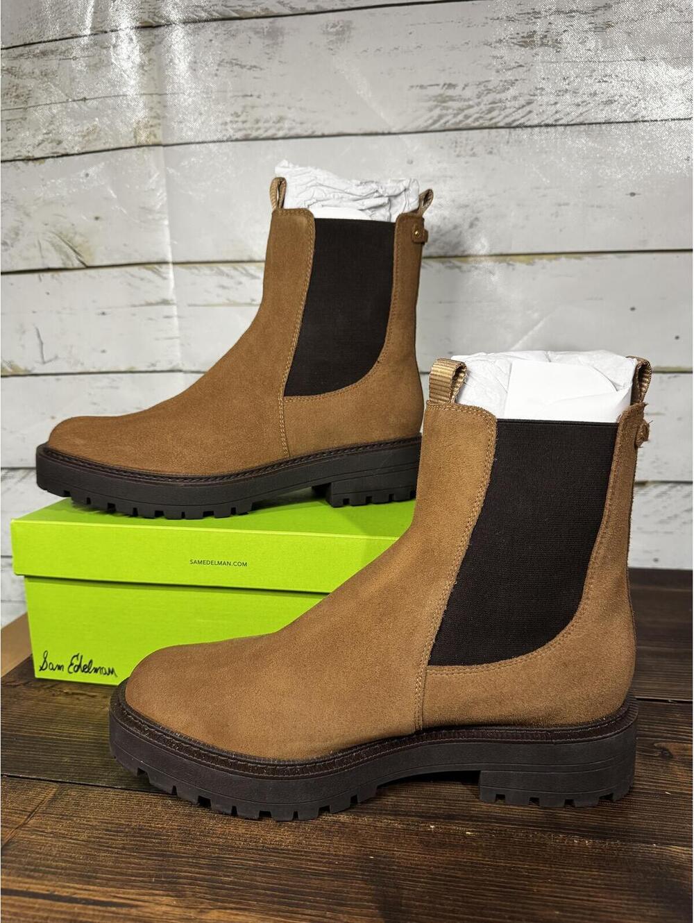 Sam Edelman Laguna Frontier Brown Suede Chelsea Boots Women's 10.5 NIB